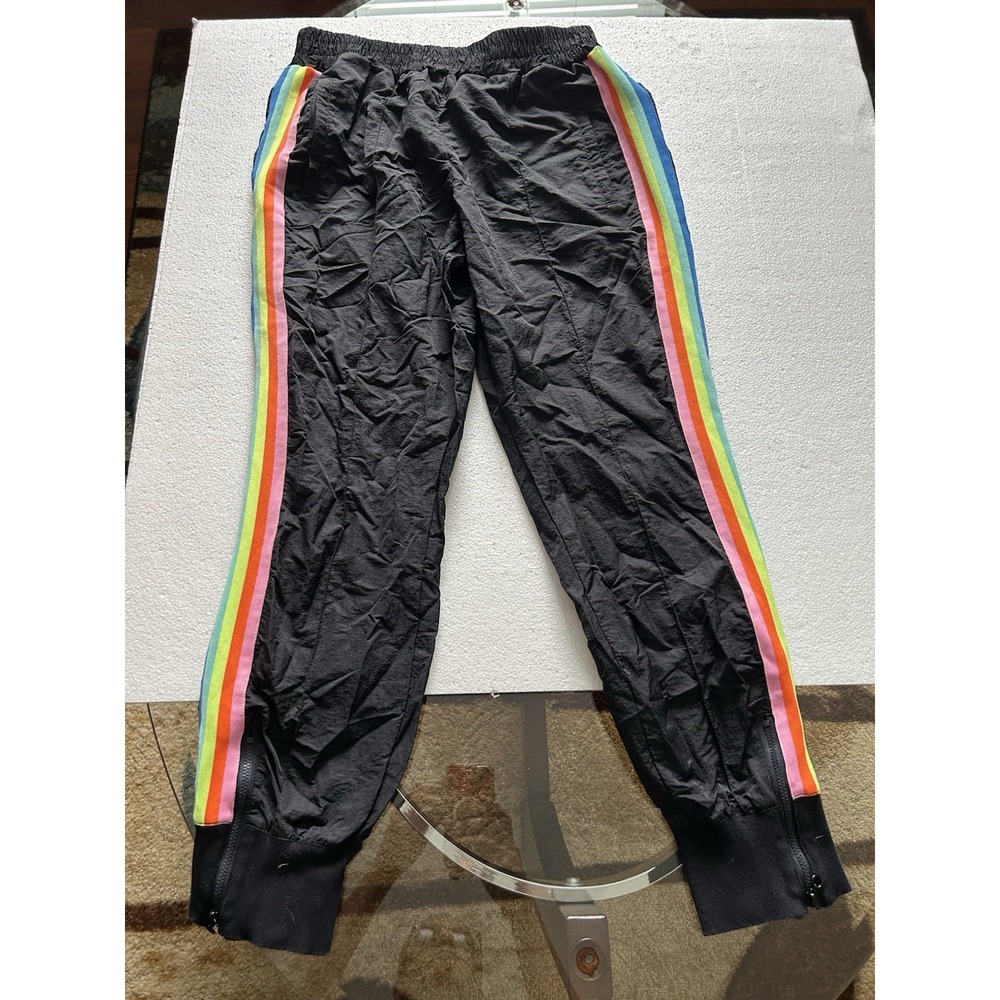joggers by Fabletics Black sweat pants W/ Rainbow Stripes Women's Size M